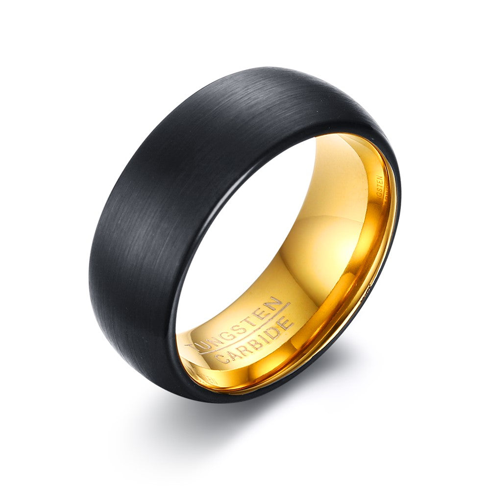 Men's Engraved Black Tungsten Ring