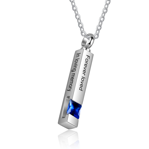 Birthstone Vertical Bar Ashes Necklace