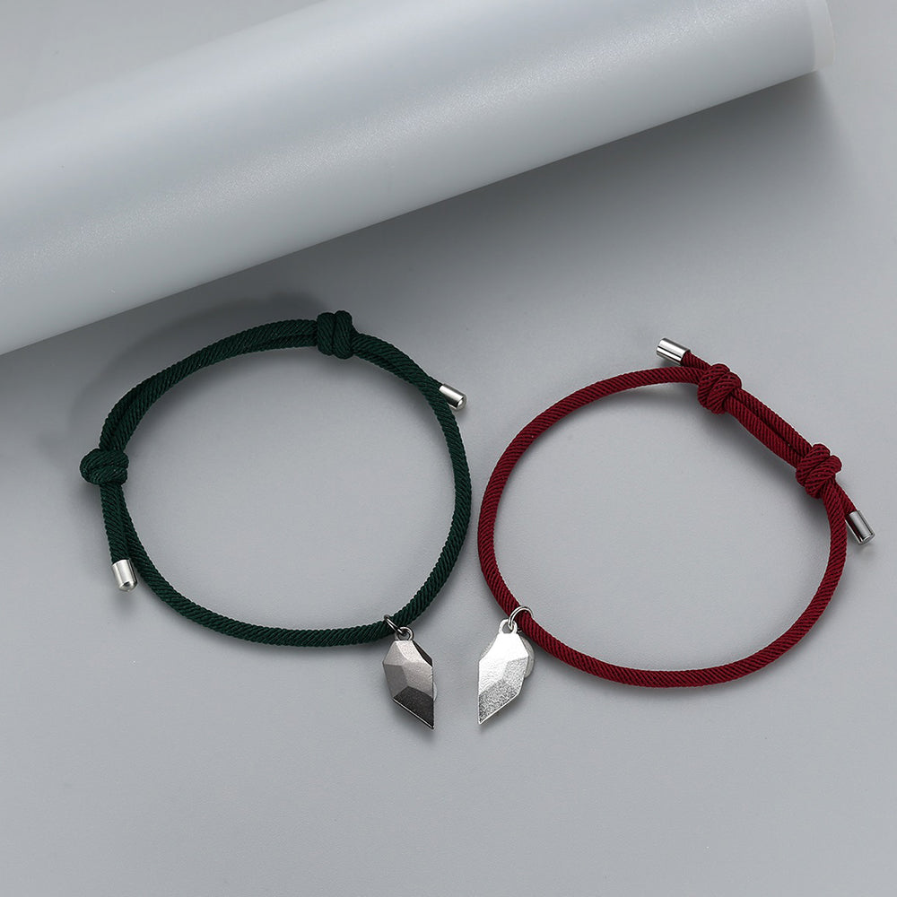 Magnetic Heart Initial Couple Bracelets