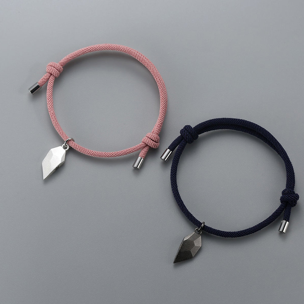 Magnetic Heart Initial Couple Bracelets
