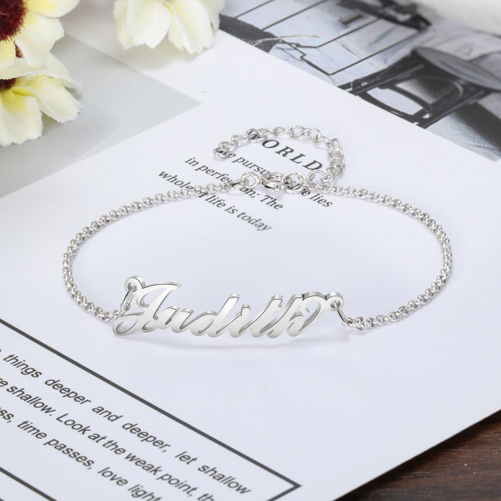 Script Name Bracelet with Heart Accent