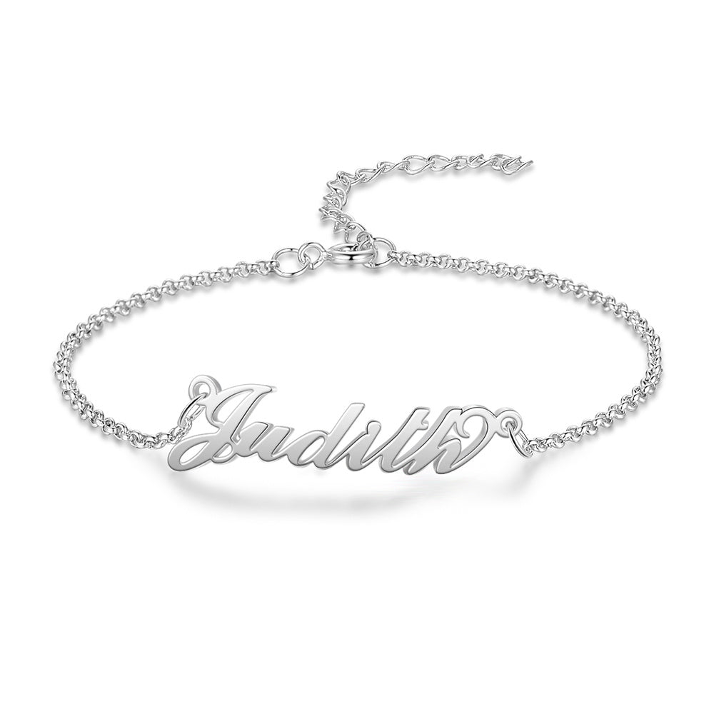 Script Name Bracelet with Heart Accent