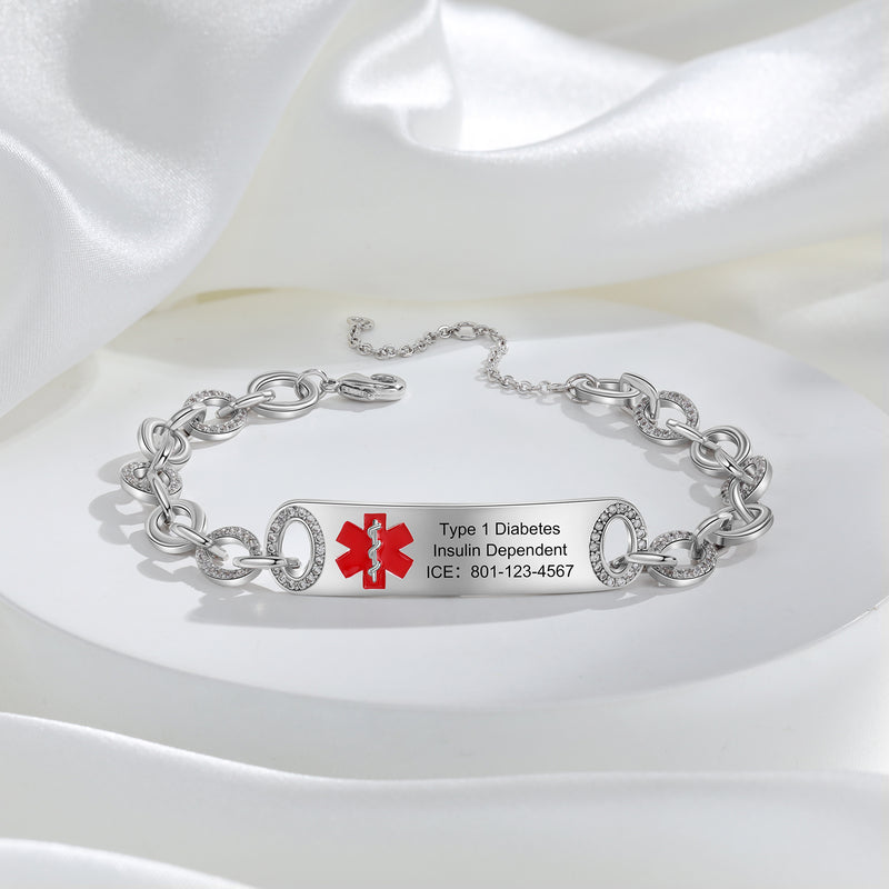 Chain Link Medical ID Bracelet for Her