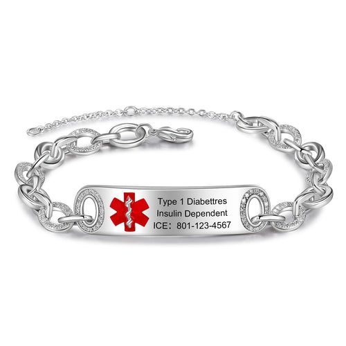 Chain Link Medical ID Bracelet for Her