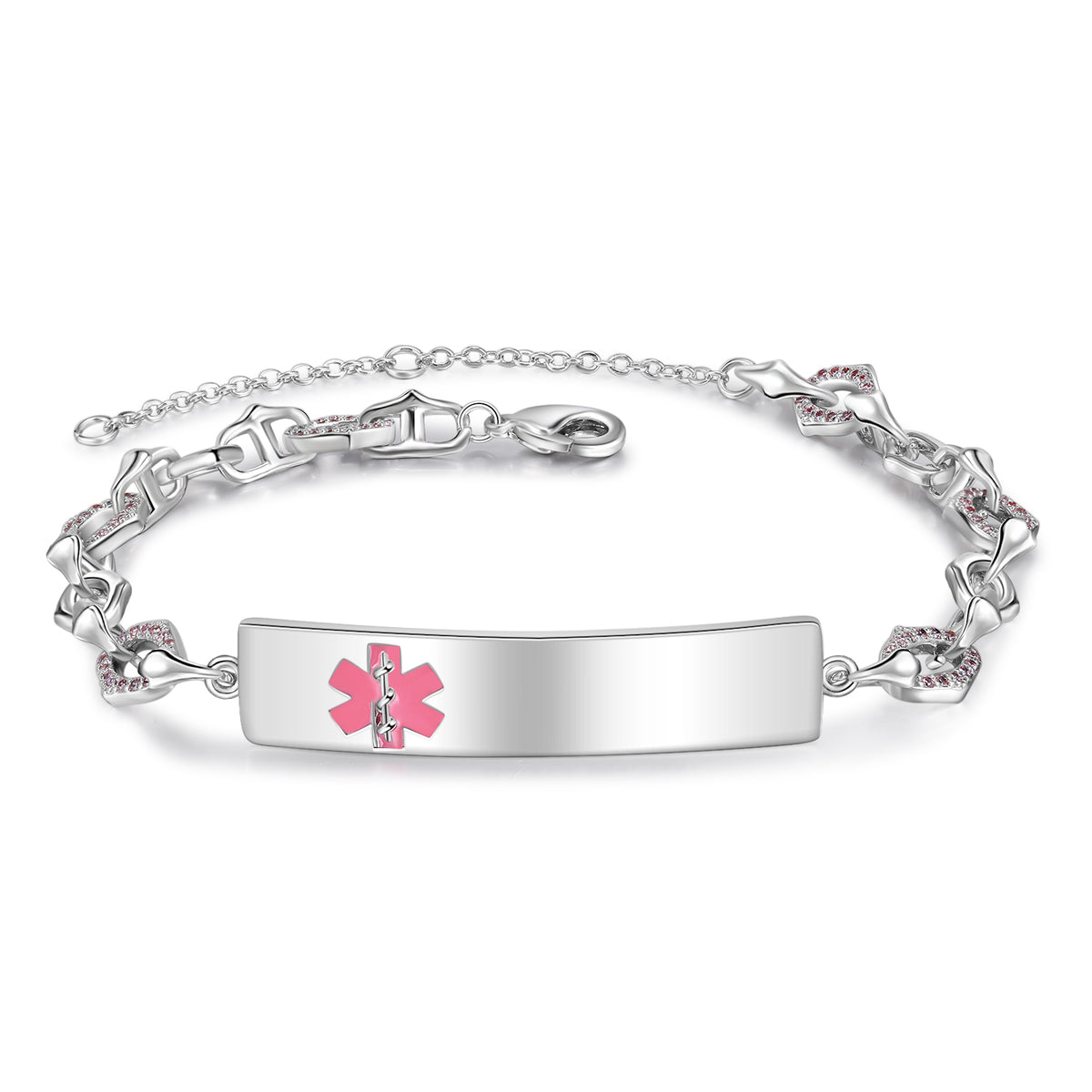 Pink Symbol Medical ID Link Bracelet