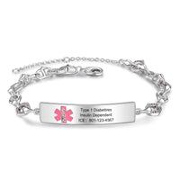 Pink Symbol Medical ID Link Bracelet