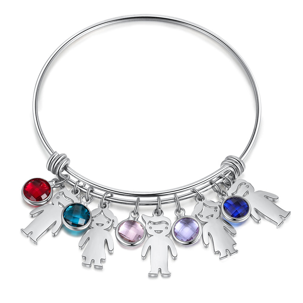Kids Charm Birthstone Bangle for Mom