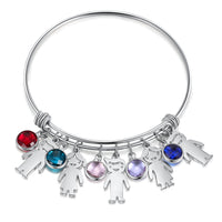 Kids Charm Birthstone Bangle for Mom
