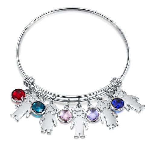 Kids Charm Birthstone Bangle for Mom