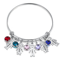 Kids Charm Birthstone Bangle for Mom