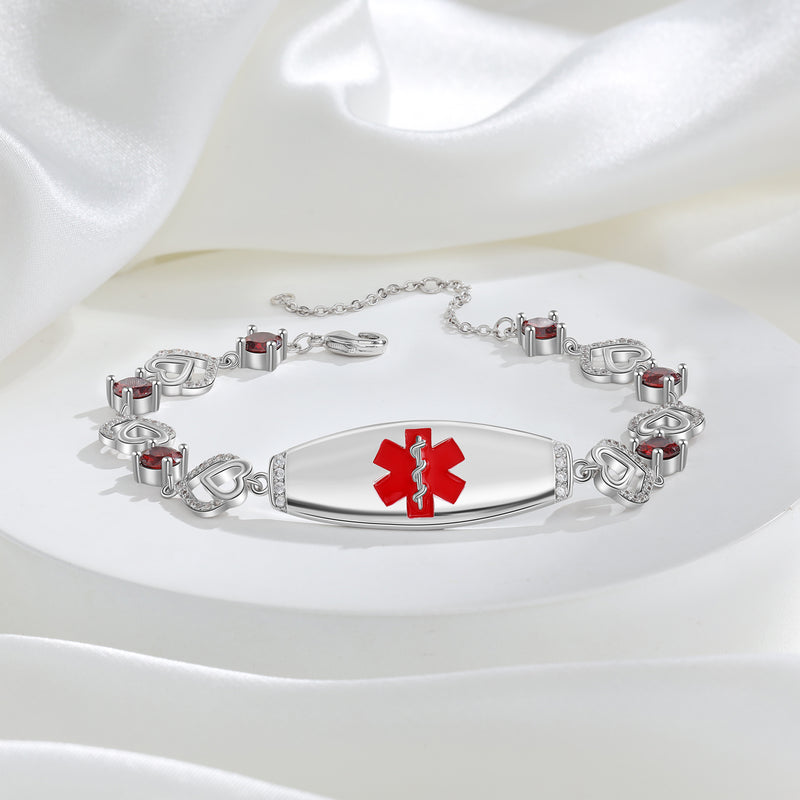 Heart Link Medical ID Bracelet