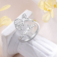 Adjustable Birth Flower Name Ring