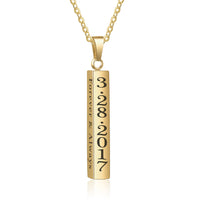 Engraved Vertical Bar Necklace in Four Colours