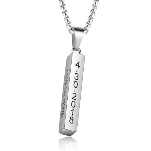 Men's Engraved Vertical Bar Necklace