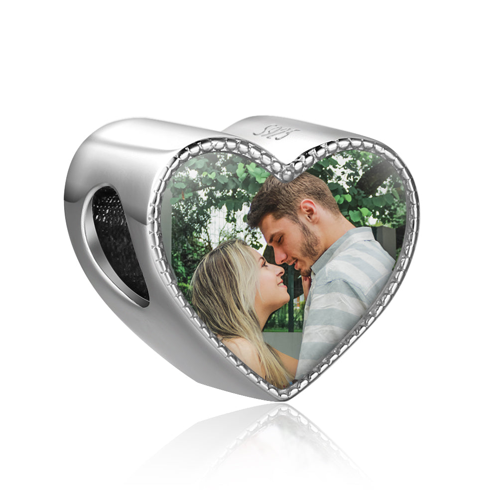 Personalized Heart Photo Charm with Crystal Halo