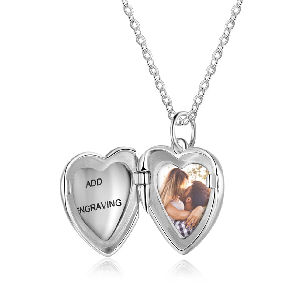 Sterling Silver Engraved Heart Photo Locket