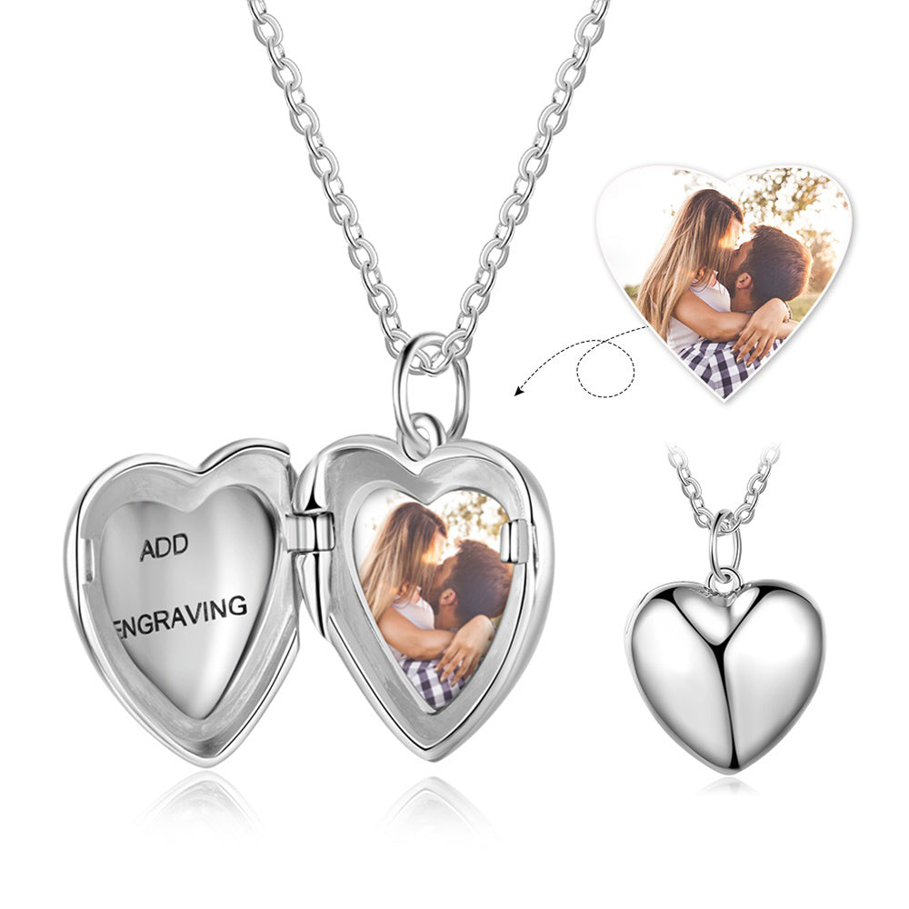 Sterling Silver Engraved Heart Photo Locket
