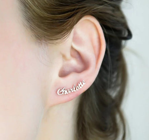 Script Name Stud Earrings