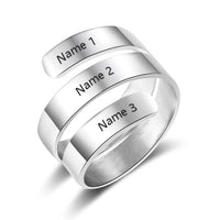 Engraved Three Name Wrap Ring