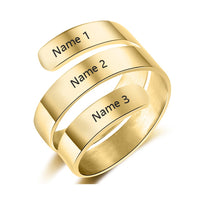 Engraved Three Name Wrap Ring