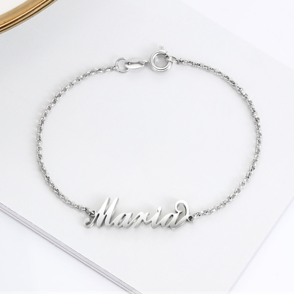 Sterling Silver Name Bracelet with Heart