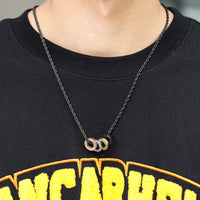 Men's Engraved Four Ring Name Necklace