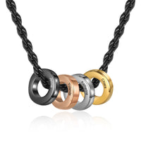 Men's Engraved Four Ring Name Necklace