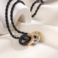 Men's Engraved Four Ring Name Necklace