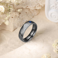 Heart Birthstone Engraved Couple Ring
