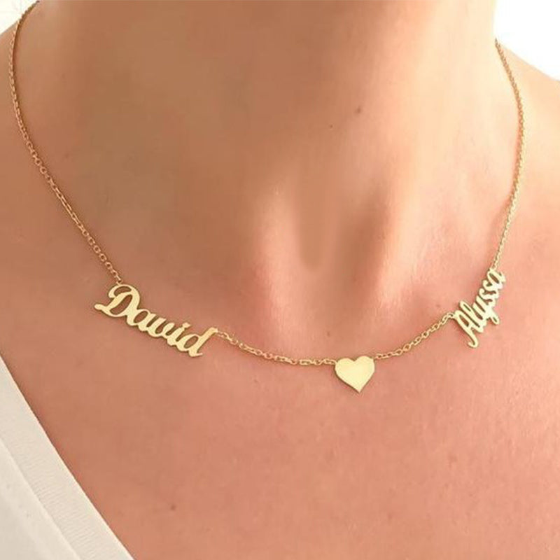 Two Name Necklace with Heart