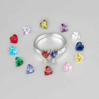 Sterling Silver Two Heart Birthstone Ring