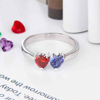 Sterling Silver Two Heart Birthstone Ring