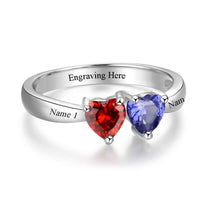 Sterling Silver Two Heart Birthstone Ring
