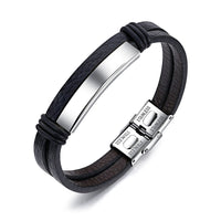Men's Engraved Bar Wrap Bracelet