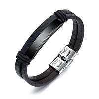 Men's Engraved Bar Wrap Bracelet