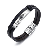 Men's Engraved Bar Wrap Bracelet