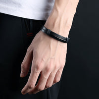 Men's Engraved Bar Wrap Bracelet