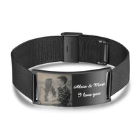 Men's Black Mesh Photo Bracelet