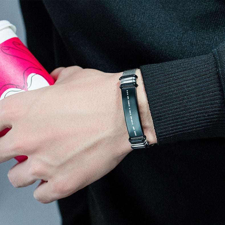 Men's Morse Code Mesh Bracelet