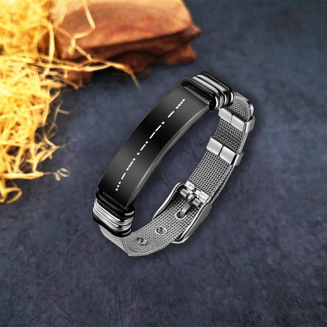 Men's Morse Code Mesh Bracelet