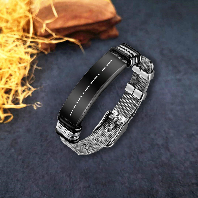 Men's Morse Code Mesh Bracelet