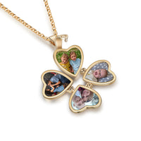Four Heart Clover Photo Locket Necklace