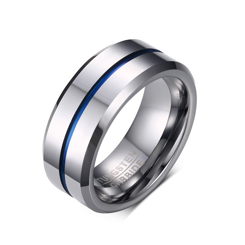 Men's Engraved Two Tone Tungsten Ring