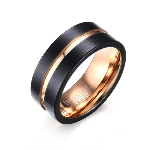 Men's Engraved Two Tone Tungsten Ring