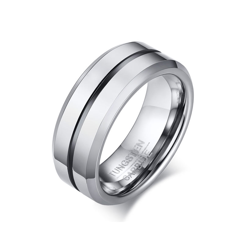 Men's Engraved Two Tone Tungsten Ring