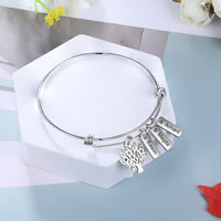 Birthstone & Engraved Stainless Steel Bracelet