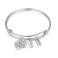 Birthstone & Engraved Stainless Steel Bracelet
