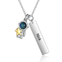 Astronaut Moon and Star Couple Necklace