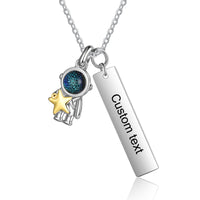 Astronaut Moon and Star Couple Necklace