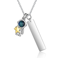Astronaut Moon and Star Couple Necklace
